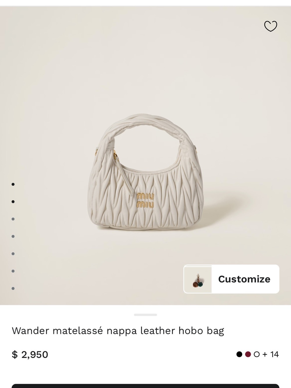 Miu Miu White Wander bag size small - Picture 4 of 11